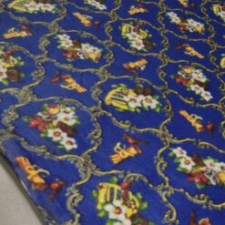 🎄 Svečani poplin - kraljevsko plava sa zlatnim božićnim motivima