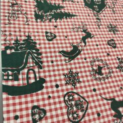 Dvostrani blagdanski ukrasni božićni karirani plaid s jelenima i pahuljicama (350 g/m2) 1 kg / 14,50 €