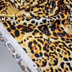 Zlatno-crna elastična leopard saten svila - ZADNJI KOMAD 1,90 m