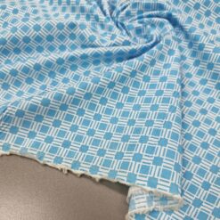 🎁 SUPER CIJENA - plavo-bijeli poplin s geometrijskim uzorkom