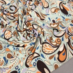 Paisley žersej u mint, smeđe-bež tonovima ZADNJI KOMAD 2 m / 12,50 €