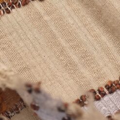 🌿 Natur lan-viskoza s narančastim prugama - lagana prozračna ljetna tkanina