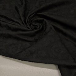 Crni pamučni elastični žakard s klasičnim reljefnim uzorkom