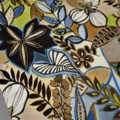 Pamučni žersej - botanički uzorak u plavo-bež tonovima