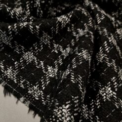 🌟 Crno-sivi bouclé sa srebrnim nitima - tkanina za jakne i kapute