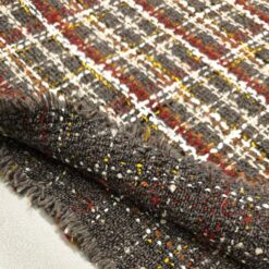 🌟 Vuneni bouclé karirani uzorak - višebojna tkanina za kapute i jakne