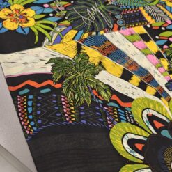 Tanji jungle jersey - tropsko cvijeće na crnoj podlozi