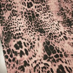 Lagana elastična jersey pletenina s leopard uzorkom - roza/crna